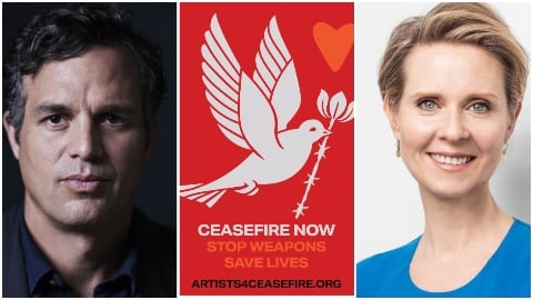 Artists4Ceasefire, avec Mark Ruffalo et Cynthia Nixon, dit non aux armes en Israël