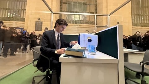 Adam Scott et ses collègues ont présenté à Grand Central le gadget marketing de la deuxième saison